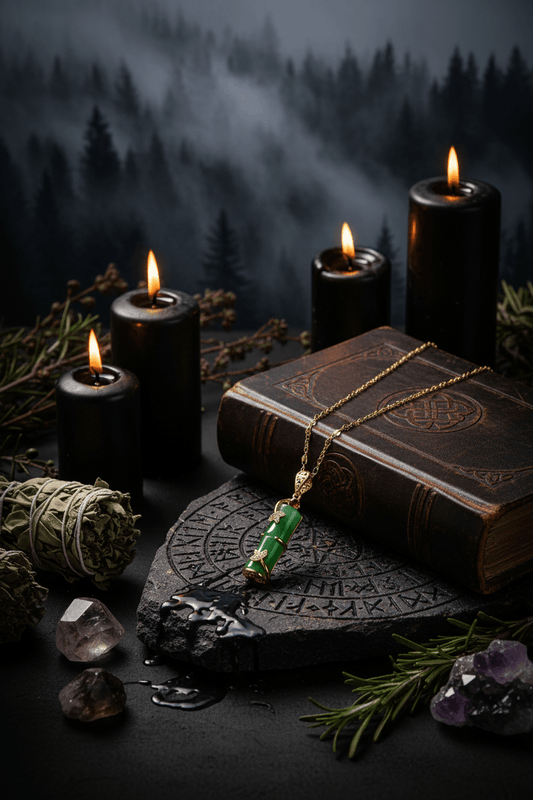Jade Amulet Necklace with Spiritual Touch (One Piece) Sorceress Sanctuary
