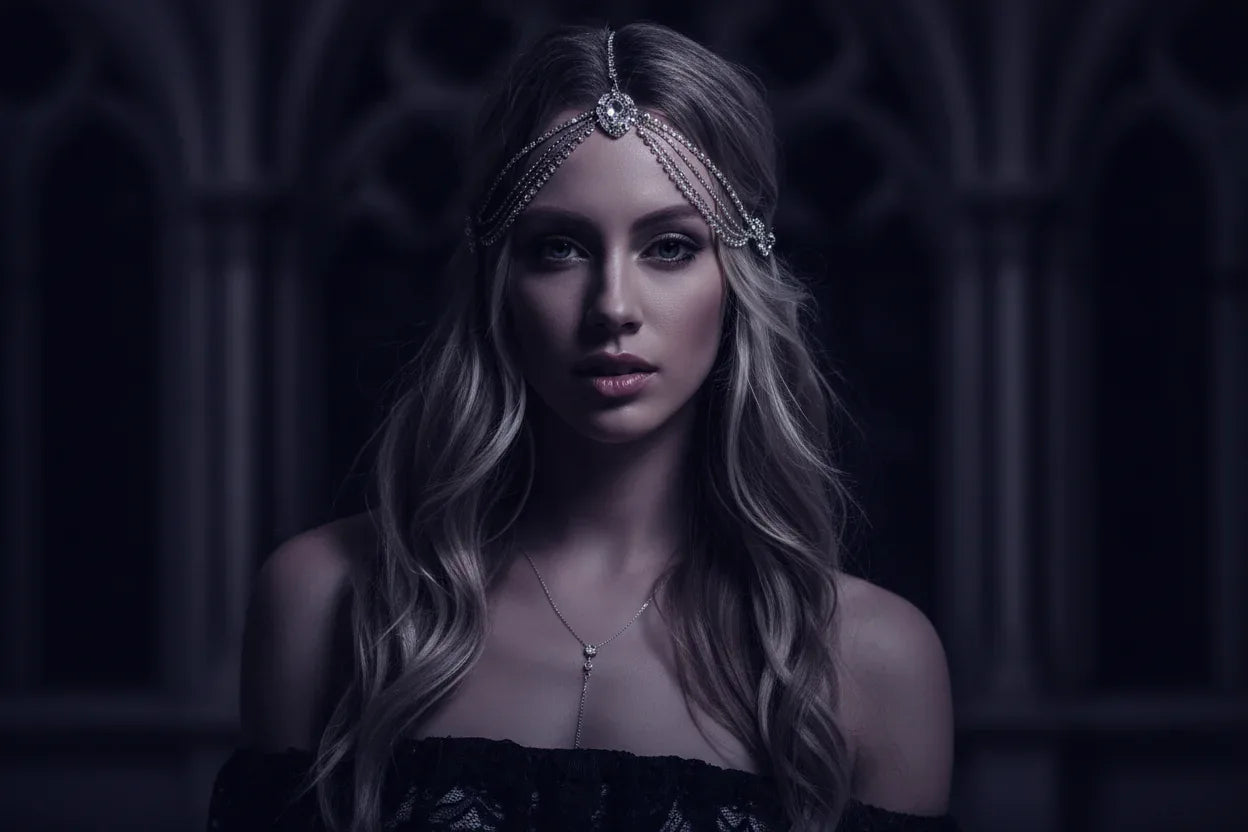 Gothic Headband with Rhinestones for Brides (Hair Accessory) Sorceress Sanctuary