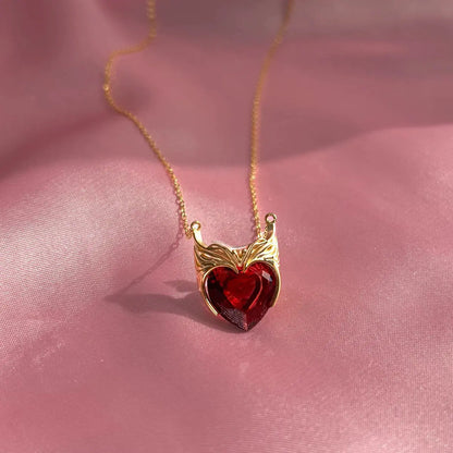 Scarlet Witch Heart Zircon Necklace in Stainless Steel