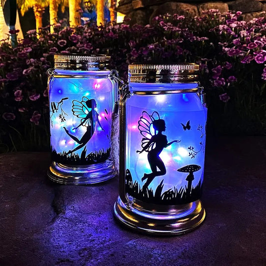 Set of 2 Solar Fairy Lanterns for Garden Decor Sorceress Sanctuary