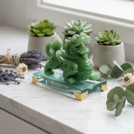 Large Jade Dragon - Sorceress Sanctuary Big Green Male 16x11x12cm