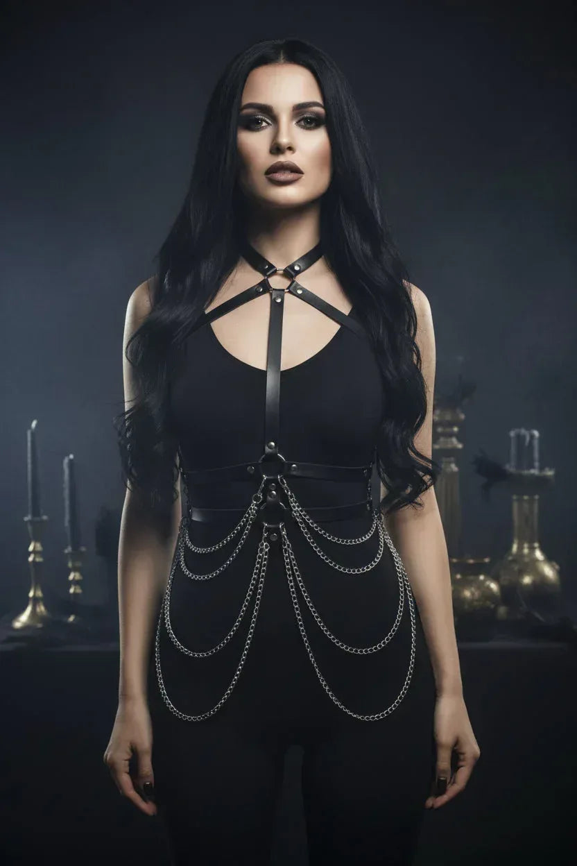 Leather Body Chain - Sorceress Sanctuary Black