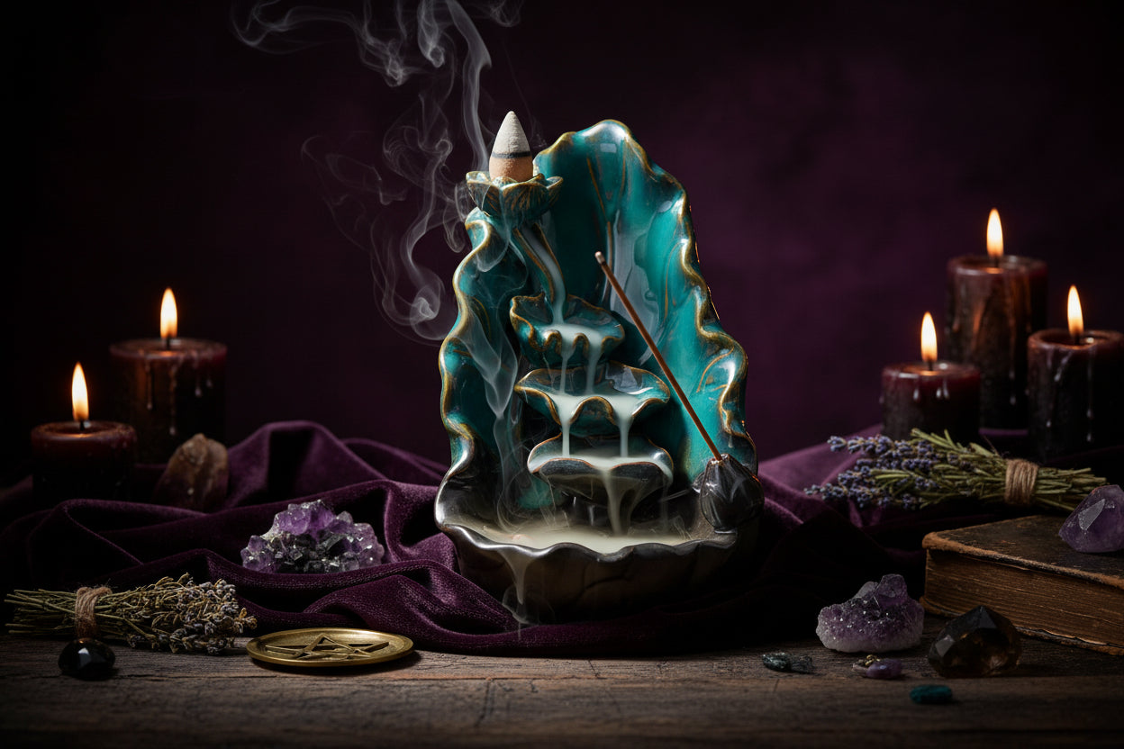 Lotus Incense Burner - Sorceress Sanctuary Sky blue-Matte gray