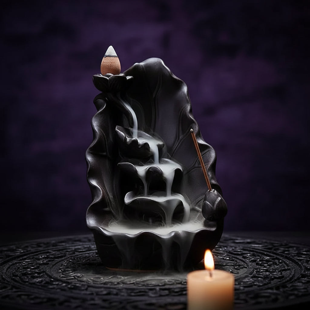 Lotus Incense Burner - Sorceress Sanctuary Sky blue-Matte gray