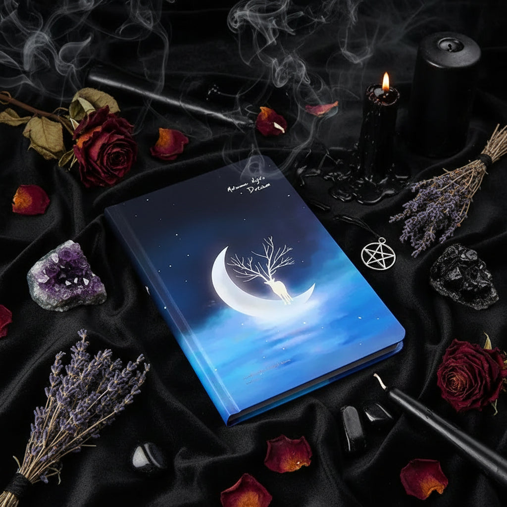 Luminous Journal - Sorceress Sanctuary Drinking water deer-Full Moon Fawn-Crescent Fawn-Roosting fawn