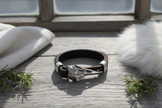 Bracelet with skull design on a dark background