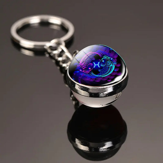 Zodiac Keychain | Time Gem Double-Sided Glass Ball