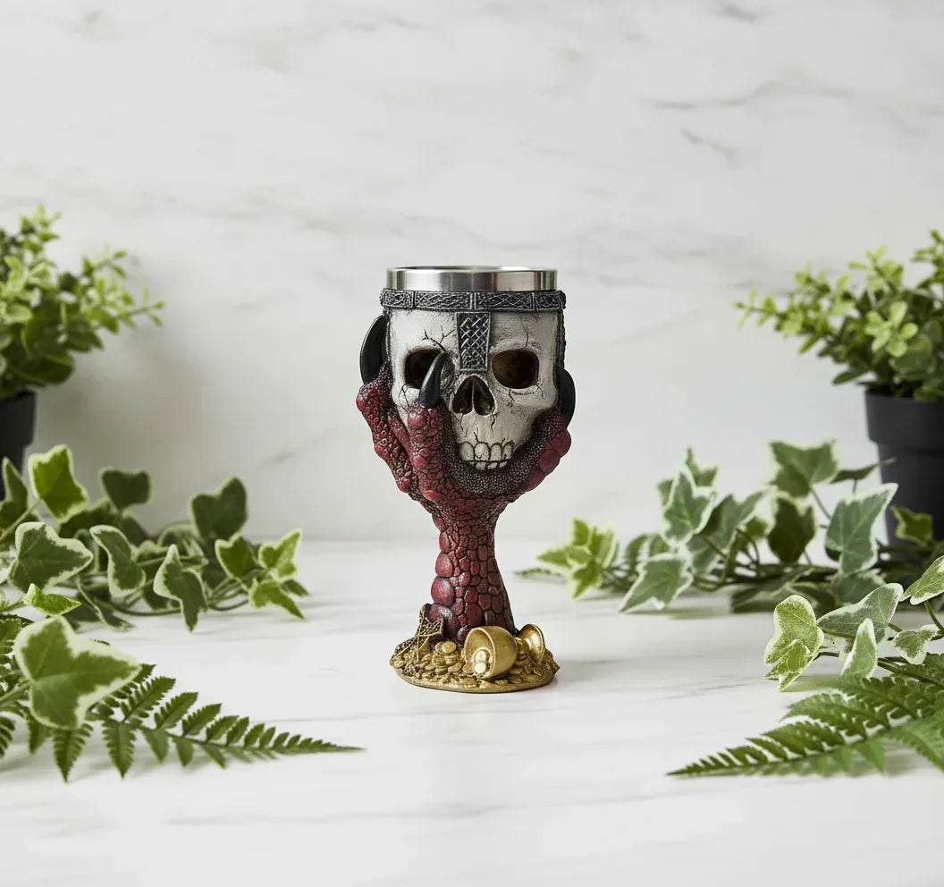 Magic Chalices - Sorceress Sanctuary Dragon Skeleton 1-Skull Face-Skeleton Hand-Mini Skulls-Wolf Head