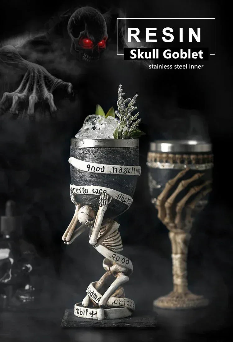 Magic Chalices - Sorceress Sanctuary Dragon Skeleton 1-Skull Face-Skeleton Hand-Mini Skulls-Wolf Head