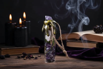 Magic Crystal Bottles - Sorceress Sanctuary Citrine-Amethyst-Lapis Lazuli-Strawberry Quartz-White Crystal
