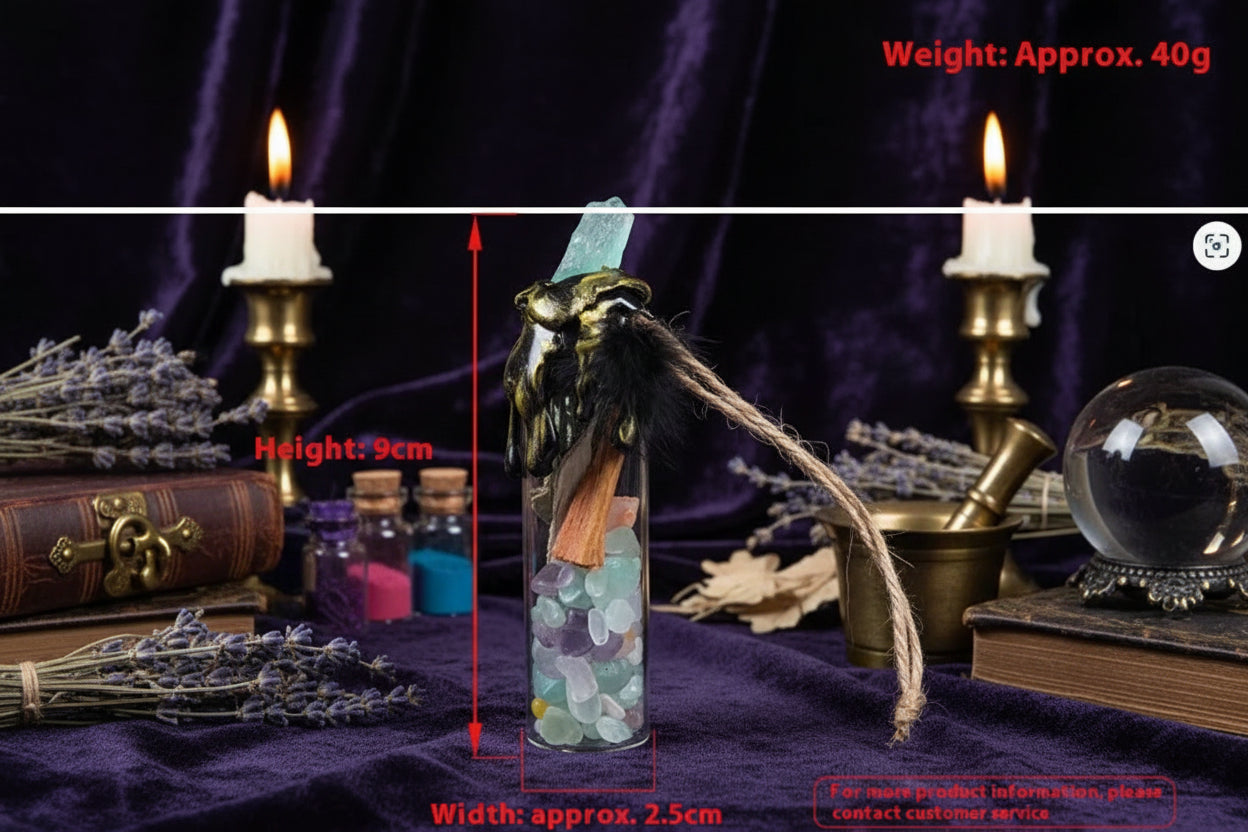 Magic Crystal Bottles - Sorceress Sanctuary Citrine-Amethyst-Lapis Lazuli-Strawberry Quartz-White Crystal
