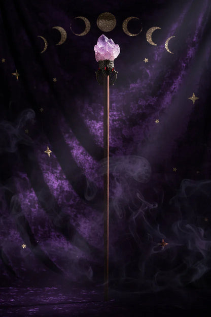 Magic Stone Wand - Sorceress Sanctuary Amethyst Column / Total Length 33to36cm-Floral Pine / Total Length 33to36cm-Green Fluorite / Total Length 33to36cm-Pyrrhotite / Total Length 33to36cm-Tourmaline Purple / Total Length 33to36cm