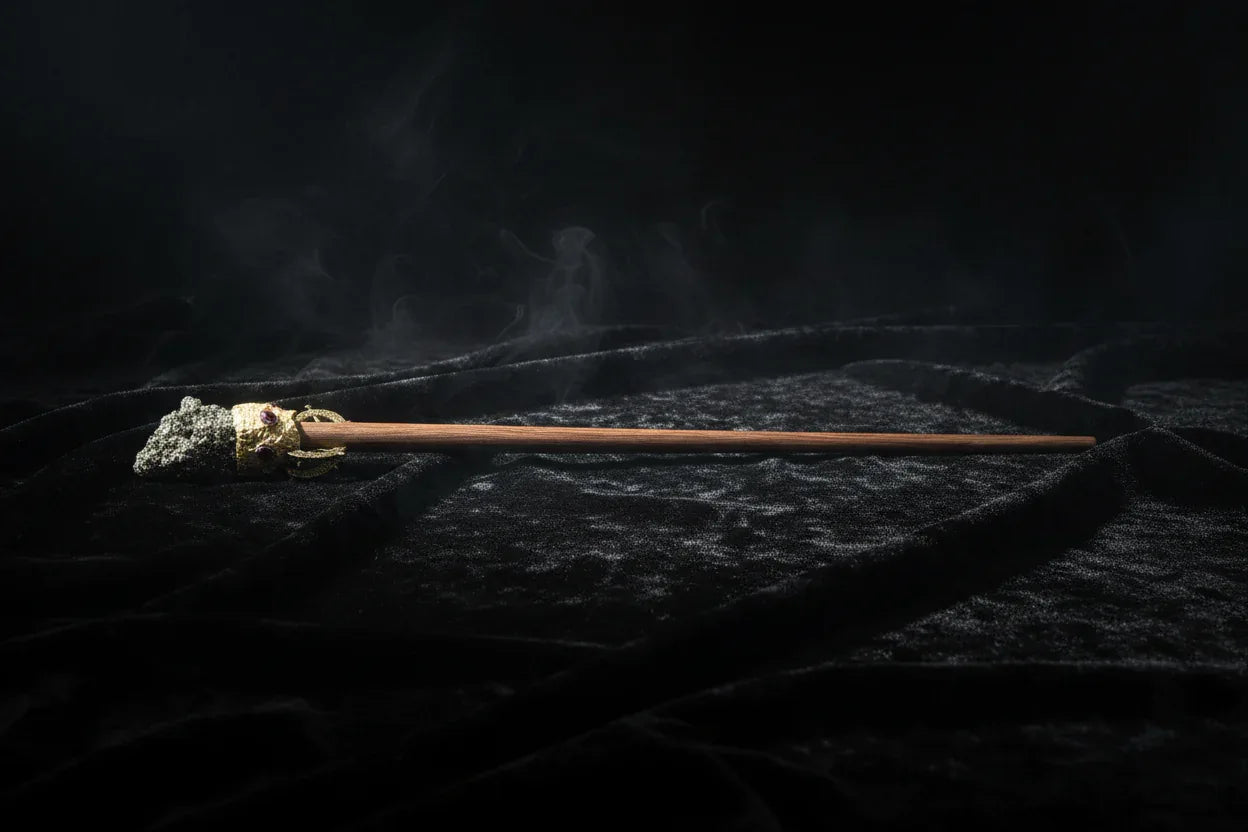 Magic Stone Wand - Sorceress Sanctuary Amethyst Column / Total Length 33to36cm-Floral Pine / Total Length 33to36cm-Green Fluorite / Total Length 33to36cm-Pyrrhotite / Total Length 33to36cm-Tourmaline Purple / Total Length 33to36cm