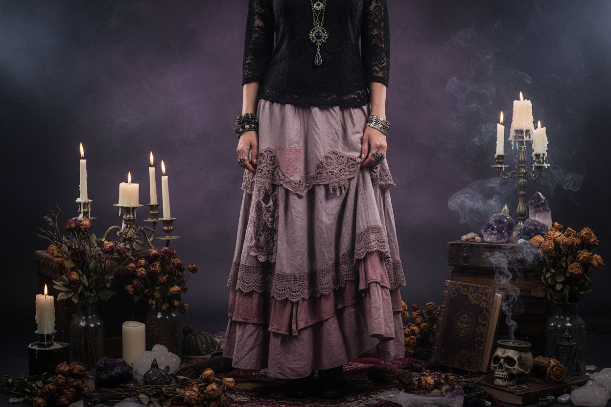 Medieval Patchwork Skirt - Sorceress Sanctuary Pink / S-Pink / M-Pink / L-Pink / XL-Pink / 2XL