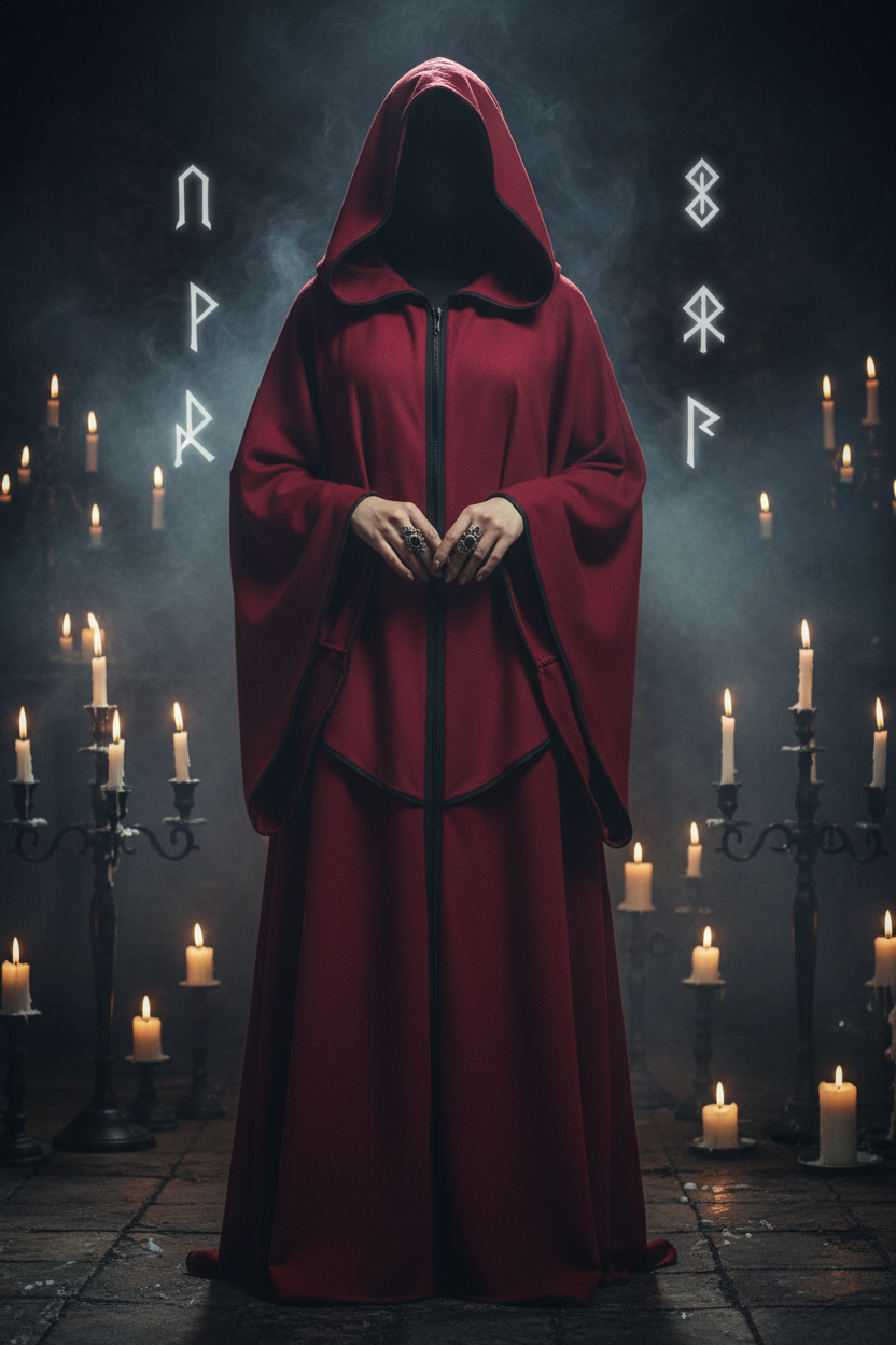 Medieval Hooded Cloak with Long Sleeves for Cosplay Sorceress Sanctuary
