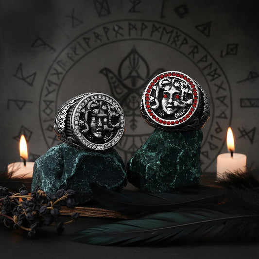 Retro Greek Mythology Medusa Snake Head Titanium Ring Sorceress Sanctuary