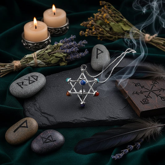 2019 Sacred Geometry Star Pendant Necklace with Chakras Sorceress Sanctuary
