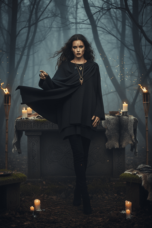 Dark gray poncho on a white background