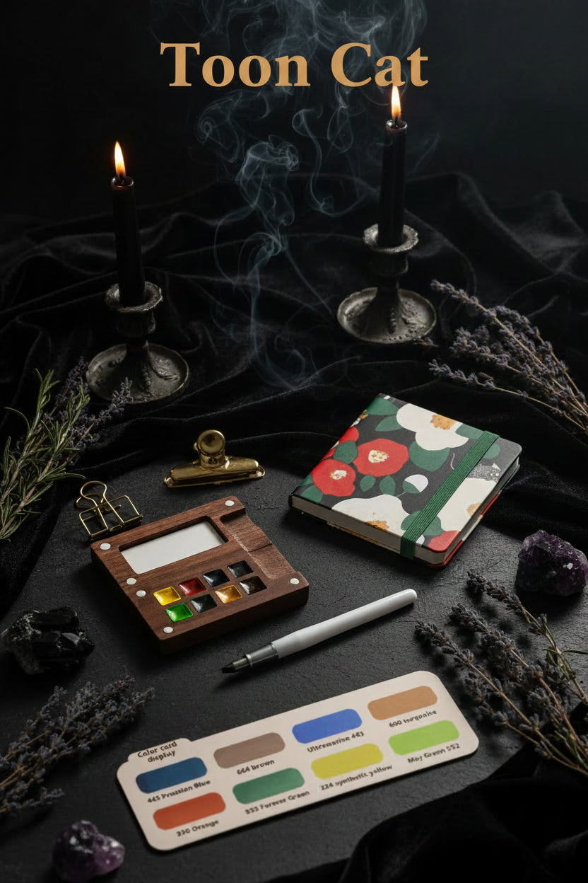 NanoPalette™ Mini Walnut Wood Solid Paint Box Set Sorceress Sanctuary