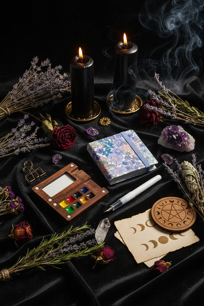 NanoPalette™ Mini Walnut Wood Solid Paint Box Set Sorceress Sanctuary