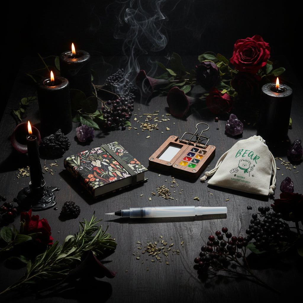 NanoPalette™ Mini Walnut Wood Solid Paint Box Set Sorceress Sanctuary