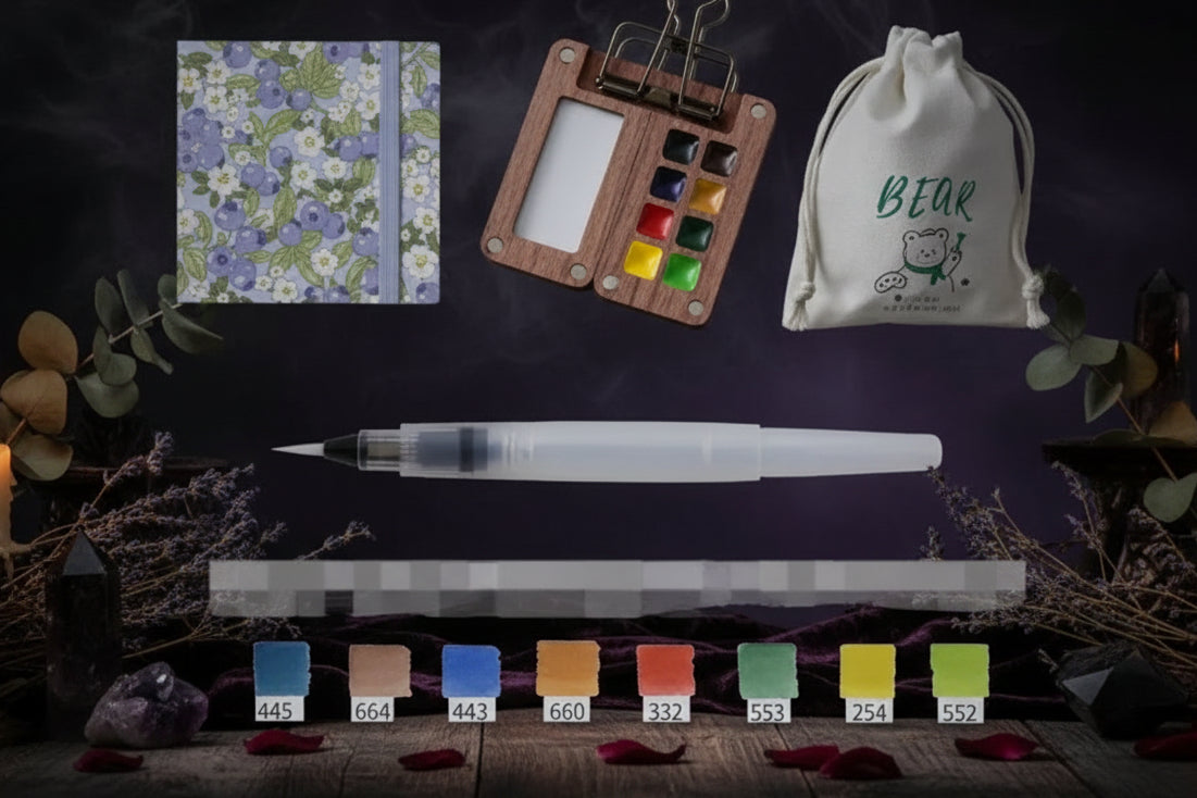 NanoPalette™ Mini Walnut Wood Solid Paint Box Set Sorceress Sanctuary