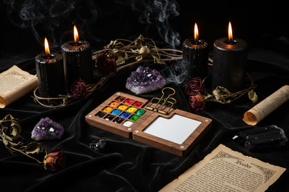 NanoPalette™ Mini Walnut Wood Solid Paint Box Set Sorceress Sanctuary