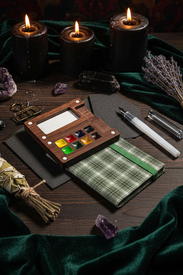 NanoPalette™ Mini Walnut Wood Solid Paint Box Set Sorceress Sanctuary