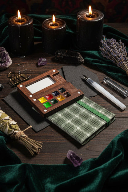 NanoPalette™ Mini Walnut Wood Solid Paint Box Set Sorceress Sanctuary