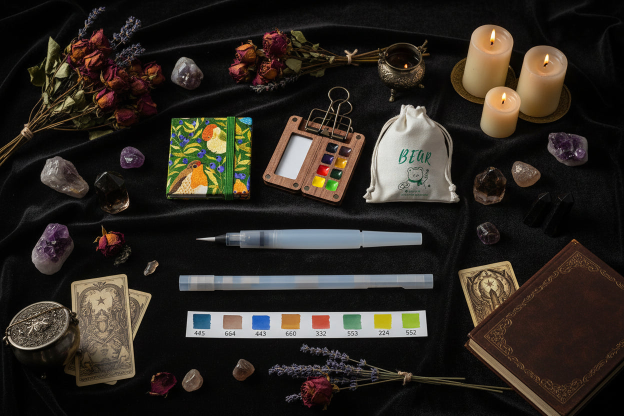 NanoPalette™ Mini Walnut Wood Solid Paint Box Set Sorceress Sanctuary