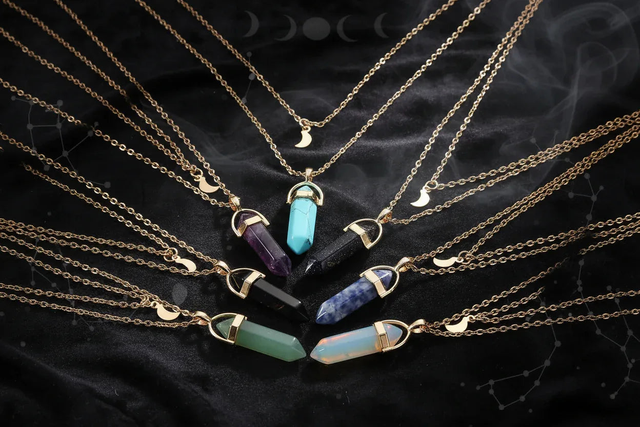 Moon Constellation Necklace - Sorceress Sanctuary blue-silver-green-black-purple