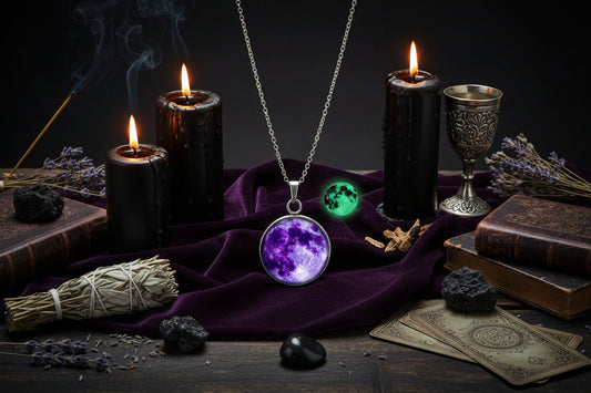 Moon Glow Necklace - Sorceress Sanctuary Light blue moon-White Moon-Fire moon-Blue moon-Green moon