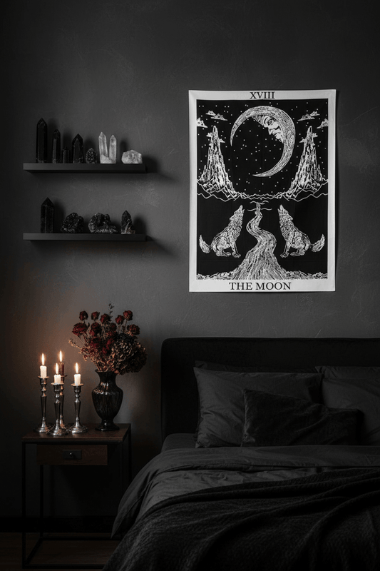 Wolf and Moon Tapestry Fabric for Home Decor Sorceress Sanctuary