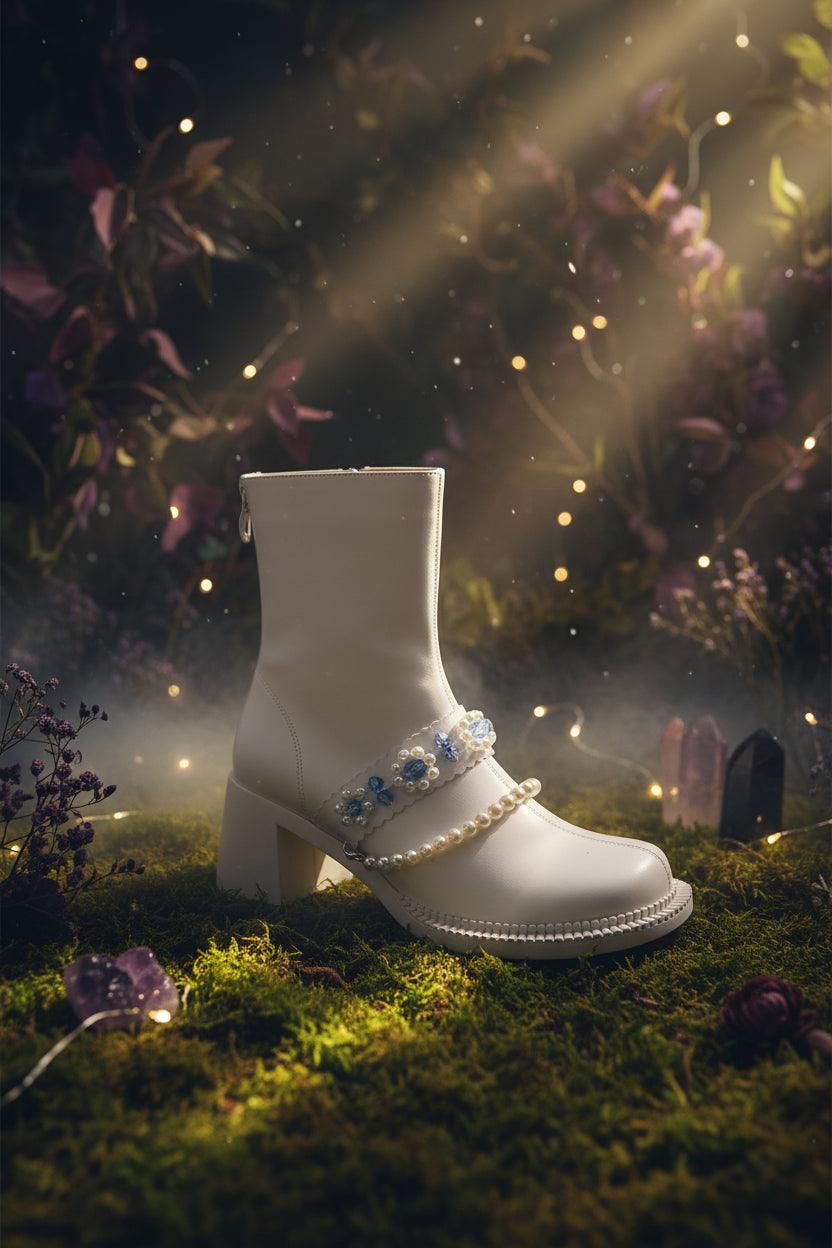 Crystal Flower Beaded Fashion Boots for Kids Sorceress Sanctuary