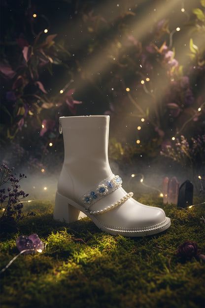 Crystal Flower Beaded Fashion Boots for Kids Sorceress Sanctuary