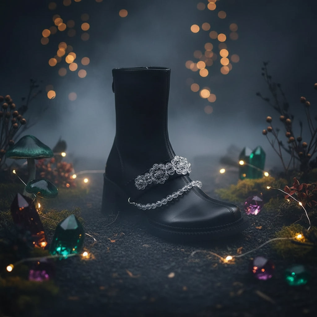 Crystal Flower Beaded Fashion Boots for Kids Sorceress Sanctuary