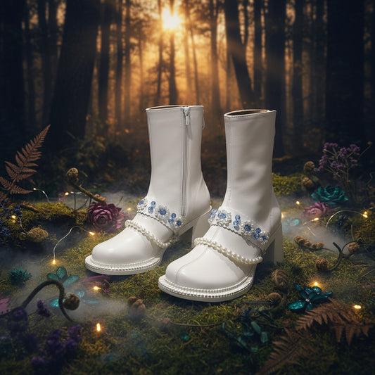 Crystal Flower Beaded Fashion Boots for Kids Sorceress Sanctuary
