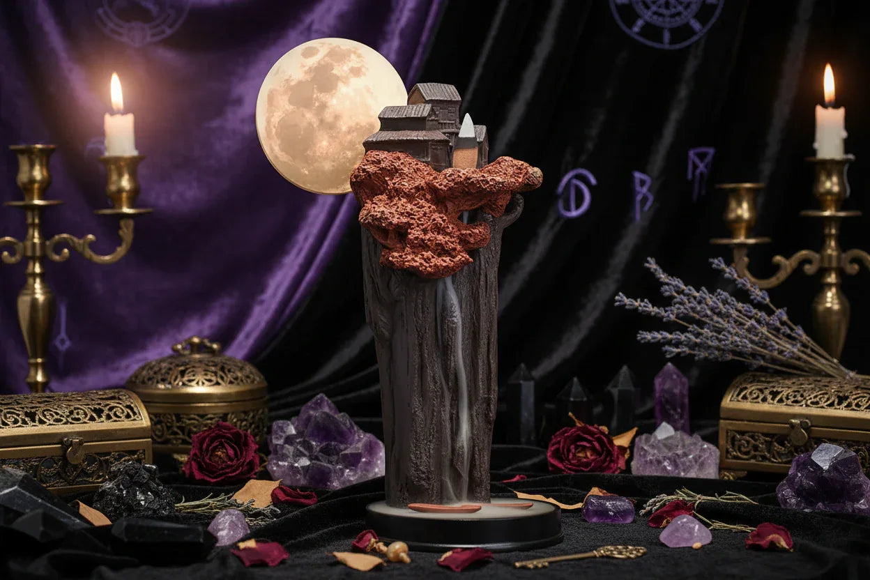 Mountain Temple Incense Burner - Sorceress Sanctuary Brown