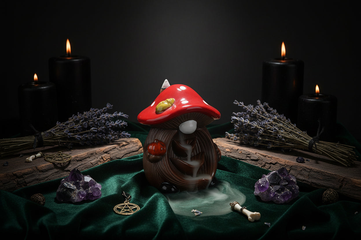Mushroom Incense Holder - Sorceress Sanctuary Mushroom Shaped Aroma Diffuser-A-Mushroom Shaped Aroma Diffuser-B