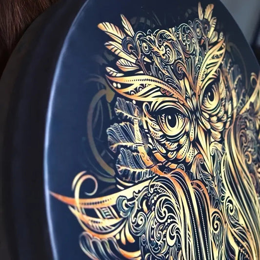 Handcrafted Shamanic Drum Set - Siberian Owl Drum Sorceress Sanctuary