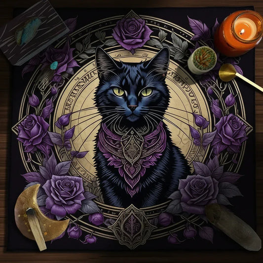 Mystic Alter Cloths - Sorceress Sanctuary Purple Cat Wreath / 50x50cm-Purple Cat Wreath / 75x75cm-Goddess / 50x50cm-Goddess / 75x75cm-Pink Star / 50x50cm