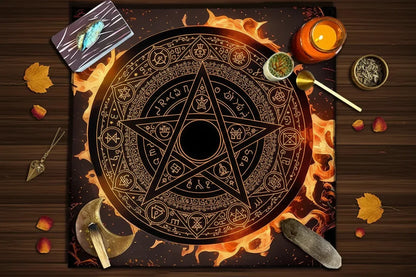 Mystic Alter Cloths - Sorceress Sanctuary Purple Cat Wreath / 50x50cm-Purple Cat Wreath / 75x75cm-Goddess / 50x50cm-Goddess / 75x75cm-Pink Star / 50x50cm