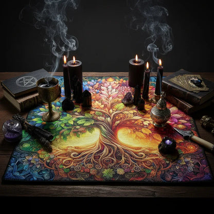 Mystic Alter Cloths - Sorceress Sanctuary Purple Cat Wreath / 50x50cm-Purple Cat Wreath / 75x75cm-Goddess / 50x50cm-Goddess / 75x75cm-Pink Star / 50x50cm