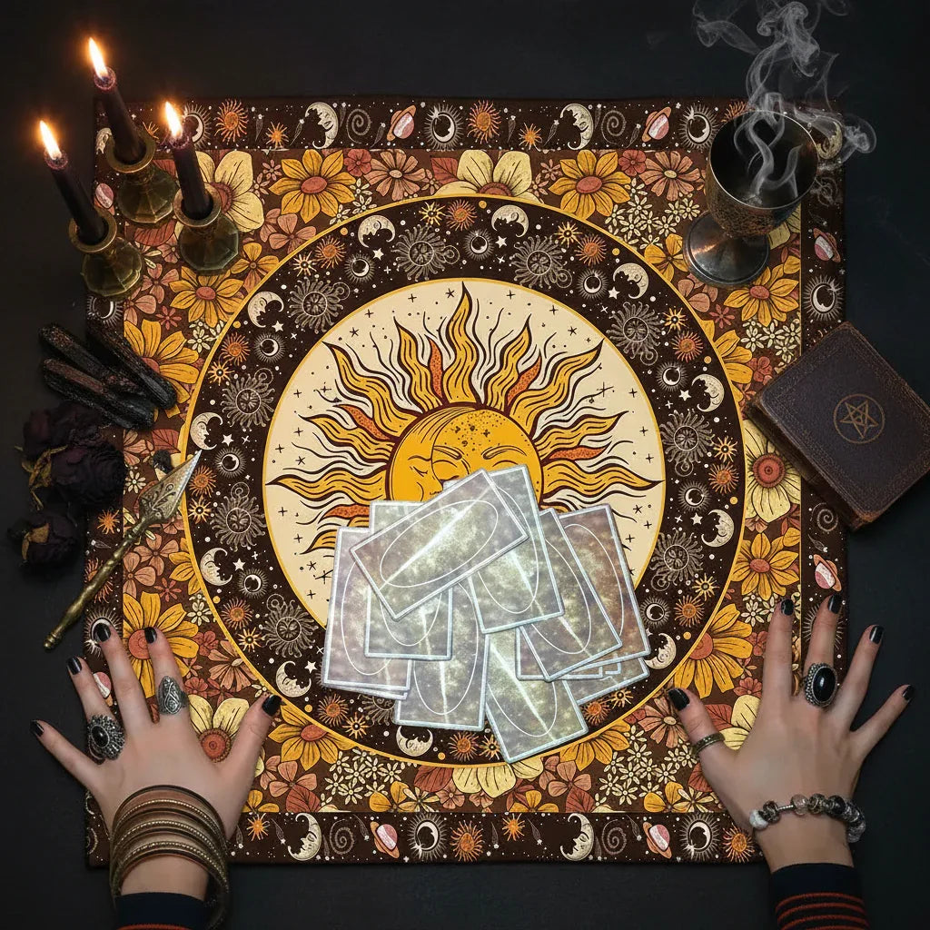 Mystic Alter Cloths - Sorceress Sanctuary Purple Cat Wreath / 50x50cm-Purple Cat Wreath / 75x75cm-Goddess / 50x50cm-Goddess / 75x75cm-Pink Star / 50x50cm