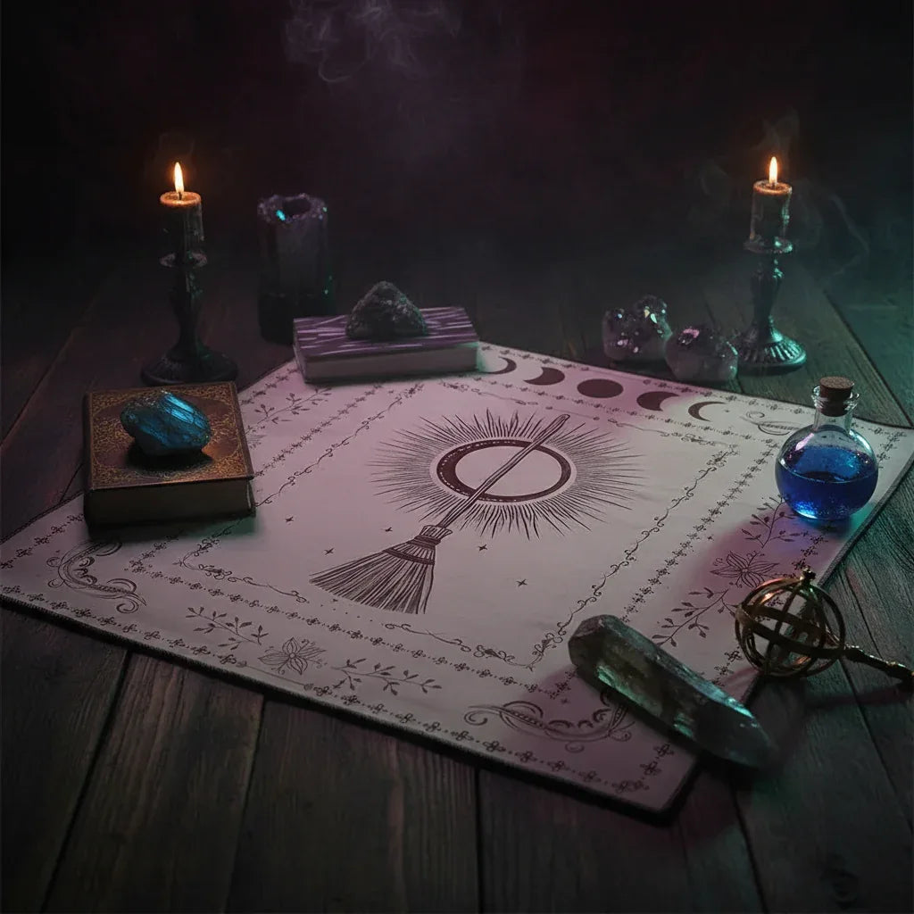 Mystic Alter Cloths - Sorceress Sanctuary Purple Cat Wreath / 50x50cm-Purple Cat Wreath / 75x75cm-Goddess / 50x50cm-Goddess / 75x75cm-Pink Star / 50x50cm