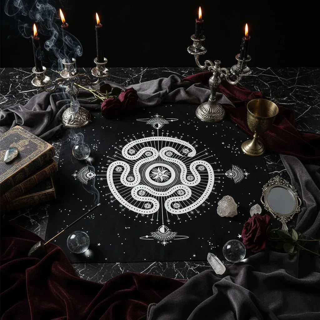 Mystic Alter Cloths - Sorceress Sanctuary Purple Cat Wreath / 50x50cm-Purple Cat Wreath / 75x75cm-Goddess / 50x50cm-Goddess / 75x75cm-Pink Star / 50x50cm