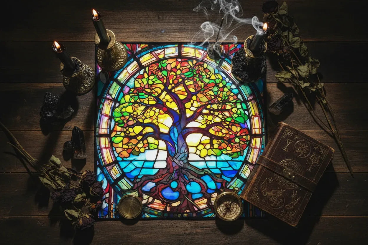 Mystic Alter Cloths - Sorceress Sanctuary Purple Cat Wreath / 50x50cm-Purple Cat Wreath / 75x75cm-Goddess / 50x50cm-Goddess / 75x75cm-Pink Star / 50x50cm