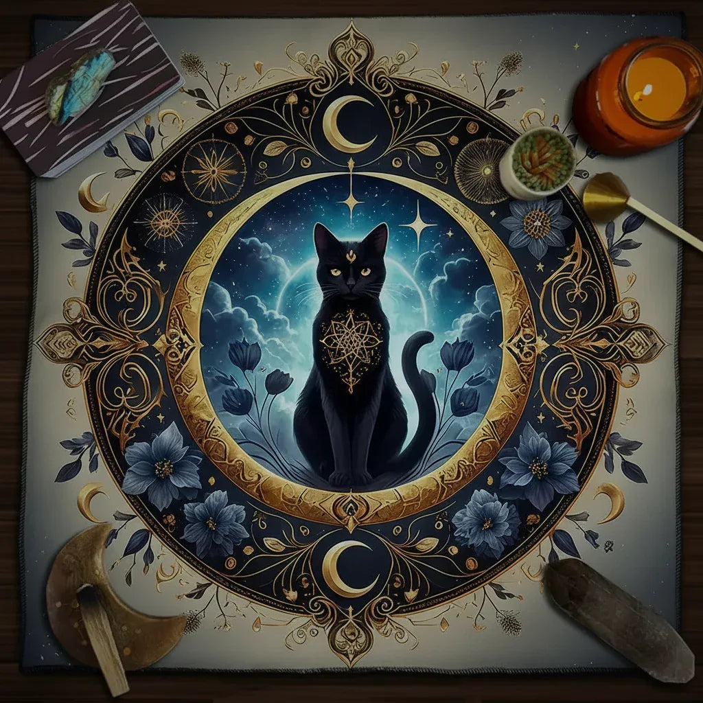 Mystic Alter Cloths - Sorceress Sanctuary Purple Cat Wreath / 50x50cm-Purple Cat Wreath / 75x75cm-Goddess / 50x50cm-Goddess / 75x75cm-Pink Star / 50x50cm