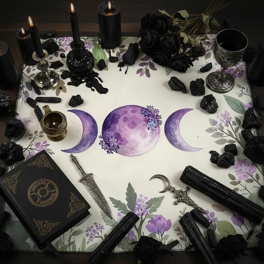 Mystic Alter Cloths - Sorceress Sanctuary Purple Cat Wreath / 50x50cm-Purple Cat Wreath / 75x75cm-Goddess / 50x50cm-Goddess / 75x75cm-Pink Star / 50x50cm