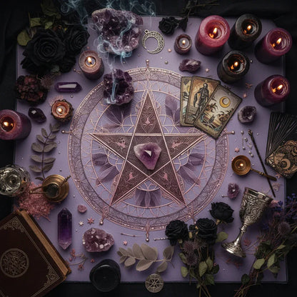 Mystic Alter Cloths - Sorceress Sanctuary Purple Cat Wreath / 50x50cm-Purple Cat Wreath / 75x75cm-Goddess / 50x50cm-Goddess / 75x75cm-Pink Star / 50x50cm